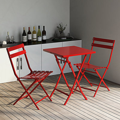 Ensemble bistro 3 pièces, table carrée pliable et chaises