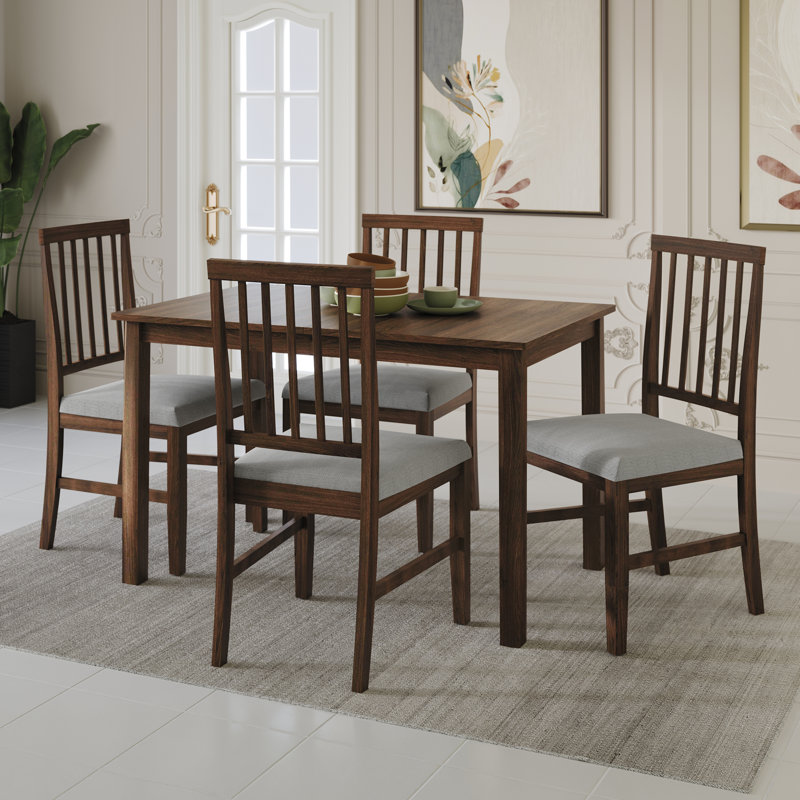 Ensemble de salle à manger Nivens, 5 pièces: table, 4 chaises, Brun