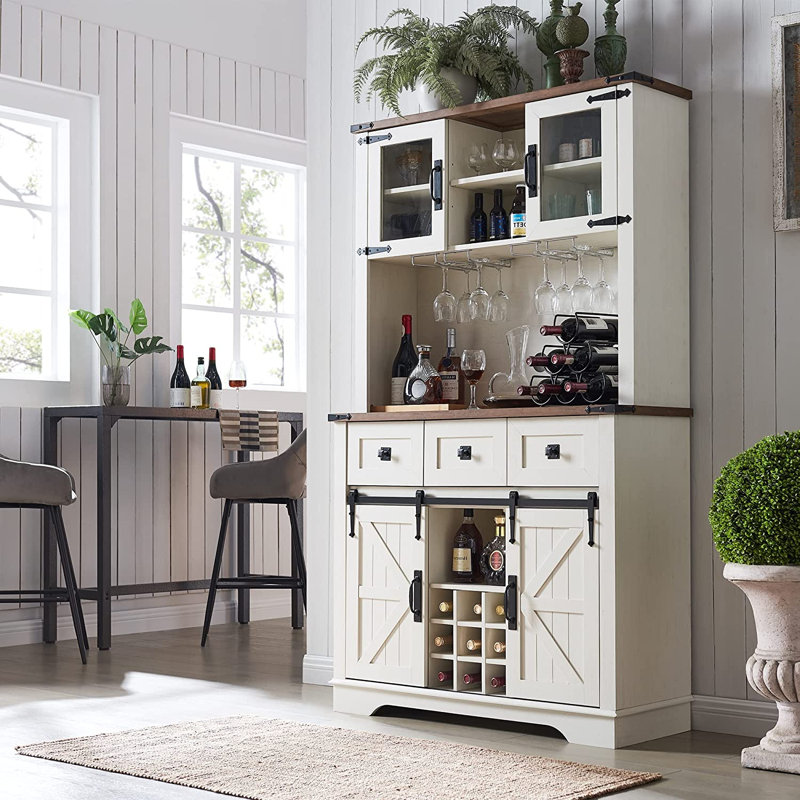 Bar en bois manufacturé Kymbella , Blanc antique
