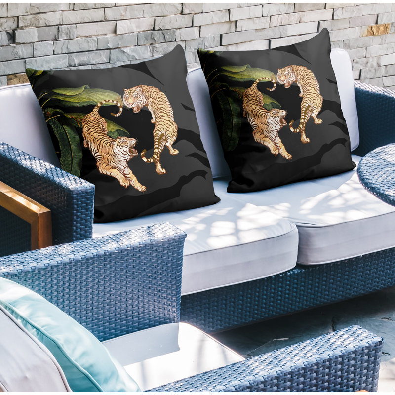 Housse et insert de coussin carré intérieur / extérieur , Noir, L 19 po x H 19 po
