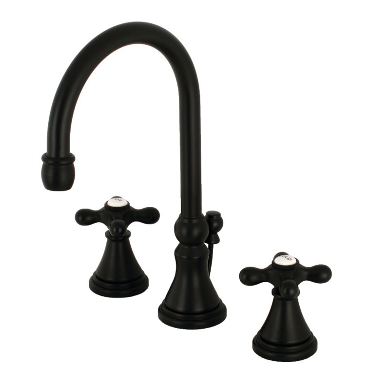 Governor Widespread Bathroom Faucet with Drain Assembly, Matte Black