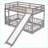 Twin Over Twin Pinewood-MDF Bunk Bed with Slide &amp; Ladder Gray - No Box Spring Needed Space-Saving-1918451805