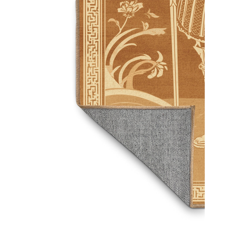 Machine Washable Warleigh Traditional Oriental Rug in Brown – LightBrown Binding, 2x4