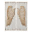 Ensemble de 2 panneaux muraux à oreilles en plumes avec finition blanche patinée, art mural suspendu, 42 po x 15,5 po