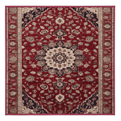 Machine Washable Persian Red Area Rug