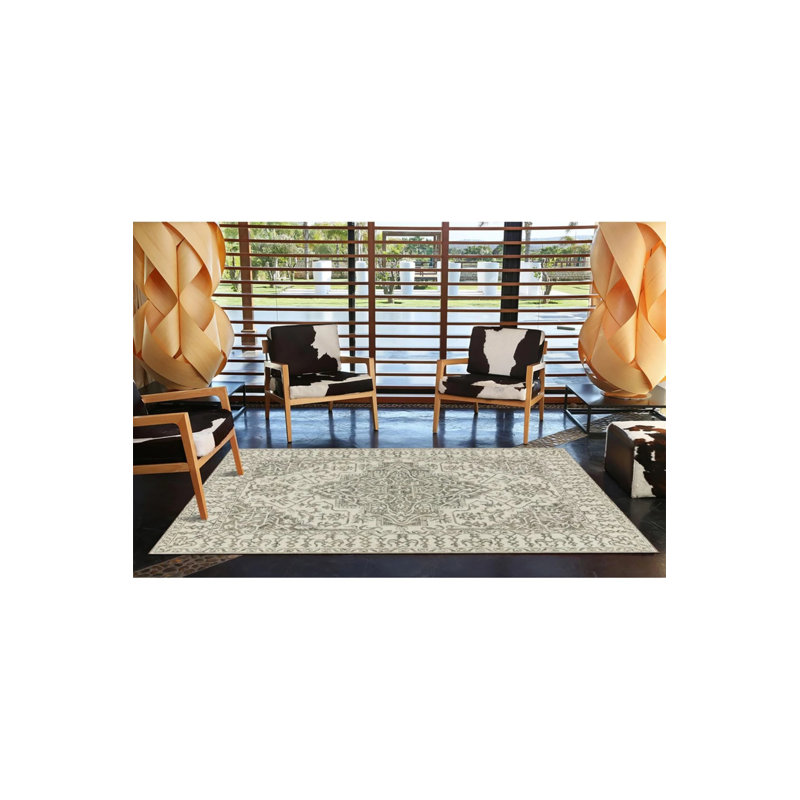 Tapis tissé à motif d'étoile gris, Rectangle 2 pi 4 po x 4 pi