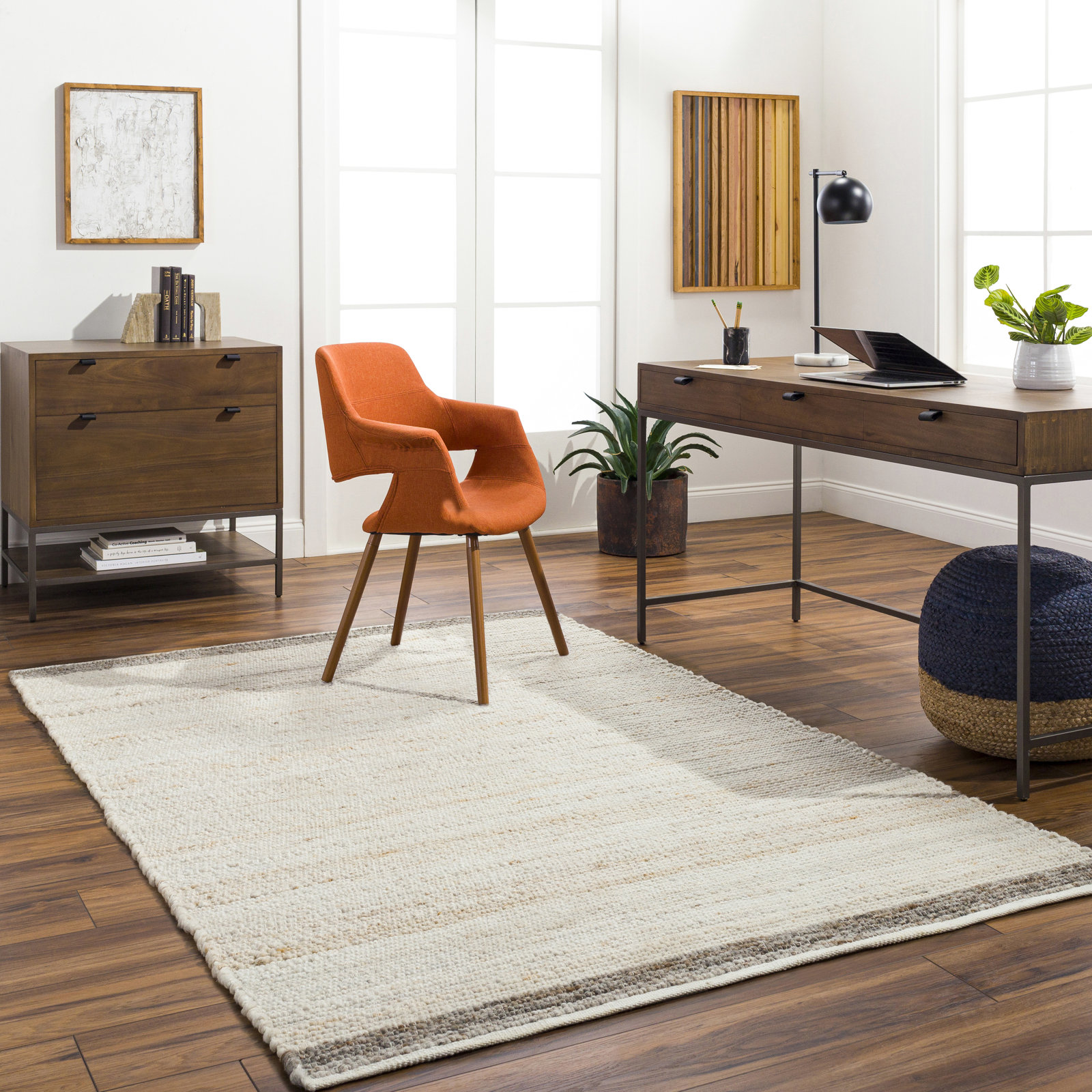 Mecit Hand-Woven Cream Rug, Rectangle 8' x 10'