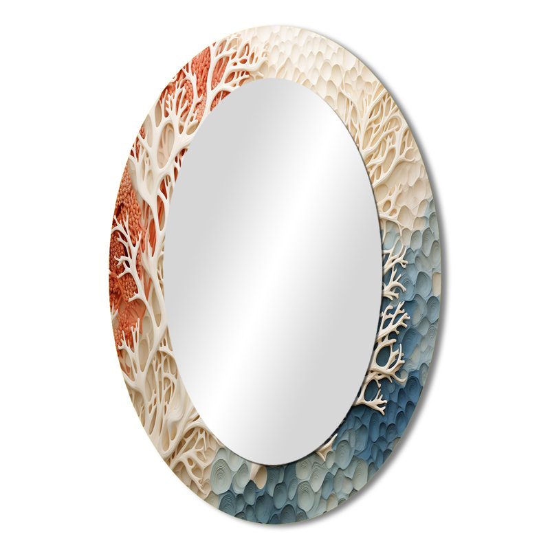 Miroir mural rose et blanc Coastal Coral Collage I - Coastal, 36 po x 24 po