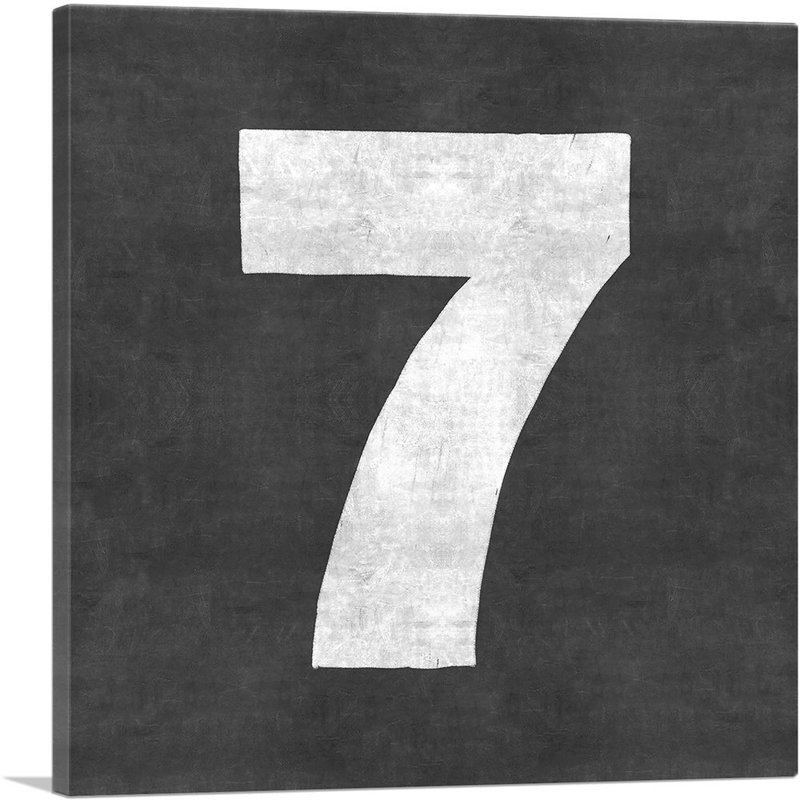 Chalkboard Number 7 Seven Numeral - Wrapped Canvas Textual Art, 36" H x 36" W x 0.75" D