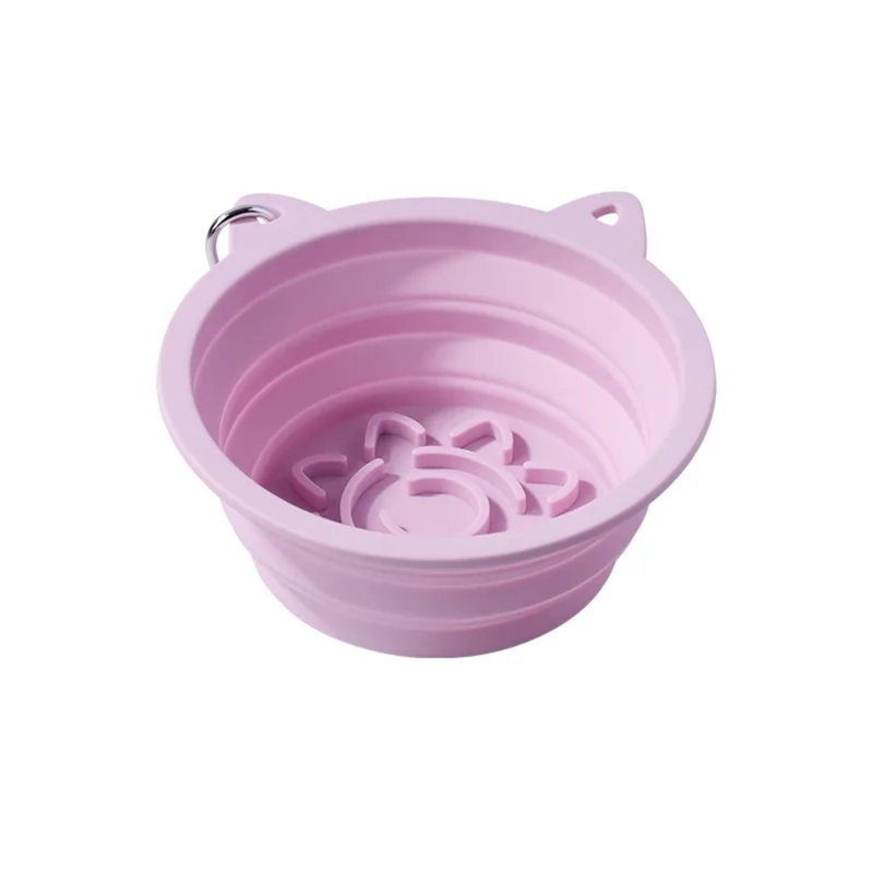 Bol pour animaux 3-en-1 pliable en silicone, Rose