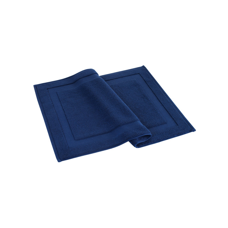 Navy Turkish Cotton Machine-Washable Textured Shower Mat