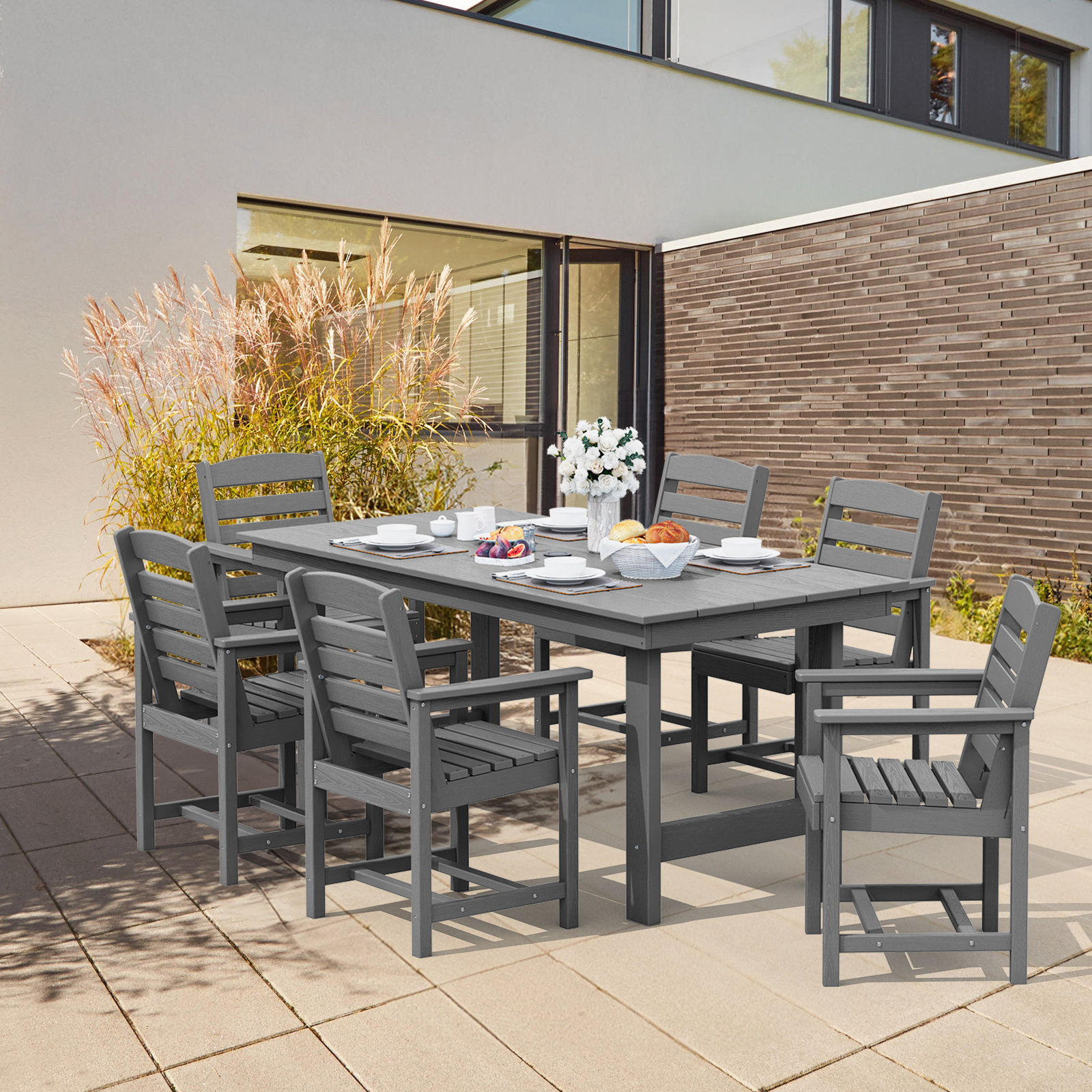 Winston Porter Reata Rectangular 6 - Person 66.9'' L Outdoor Dining Set with 6 Chairs & Reviews | Wayfair