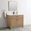 37 po X P 22 po P 33,75 po Meuble-lavabo autoportant simple H en chêne blanc avec comptoir en quartz