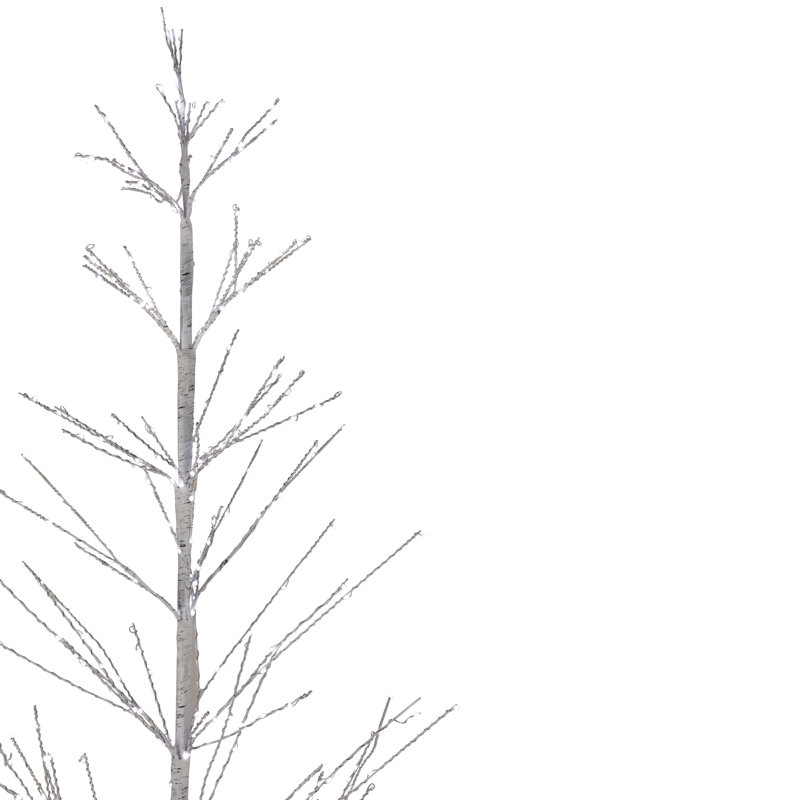 Arbre de Noël avec bouleau blanc 6 pi avec lumières DEL blanc pur
