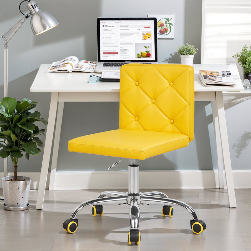 Chaise d'ordinateur de bureau sans accoudoirs Lavdi, Jaune