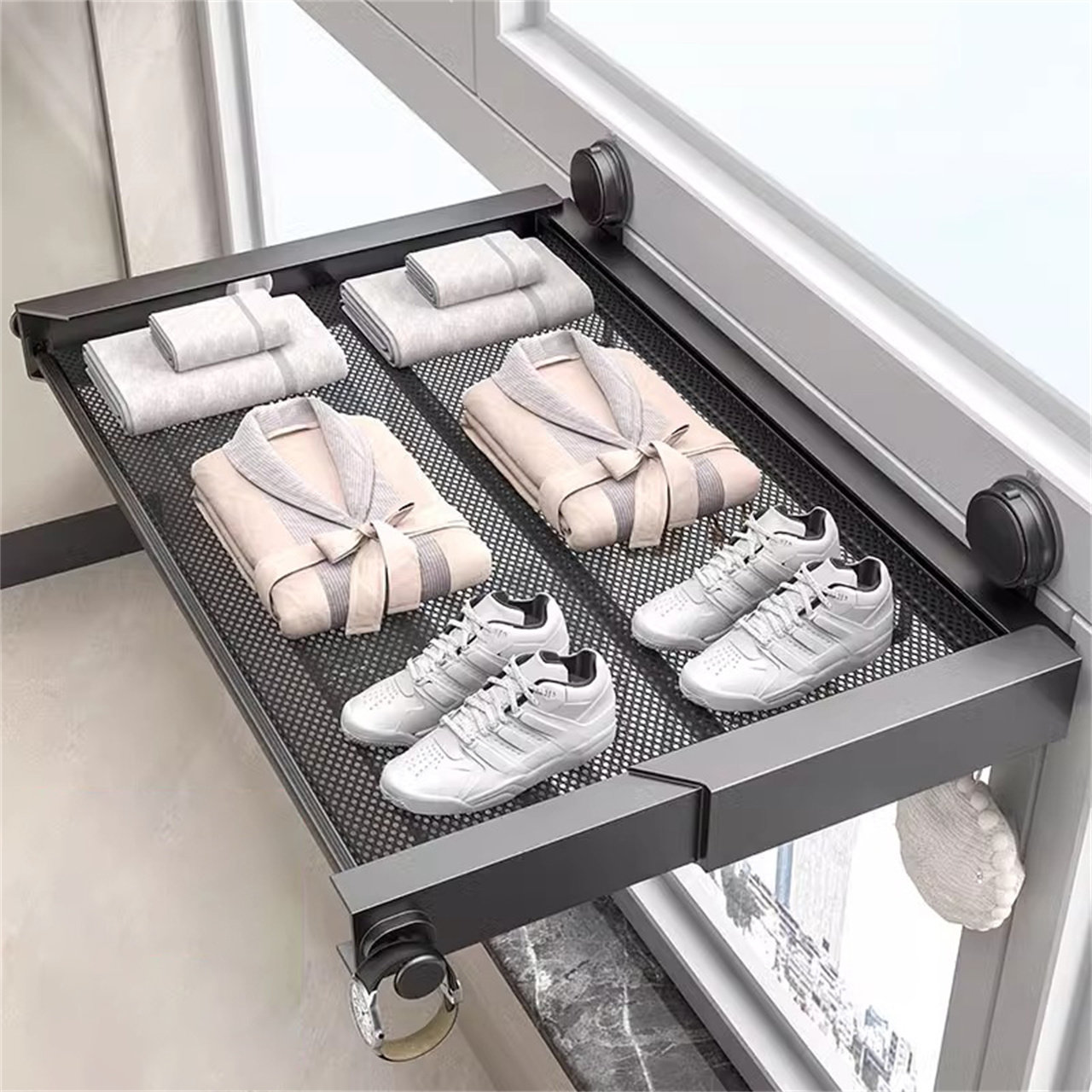 Thrones Designs Invisible Suction Cup Drying Rack For Balcony