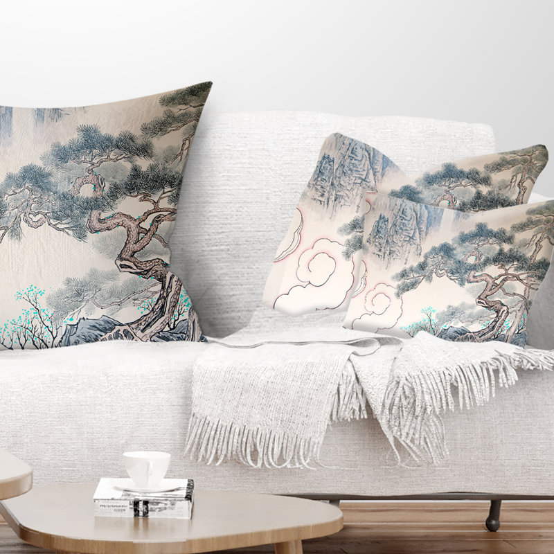 Coussin décoratif à motif floral chinois