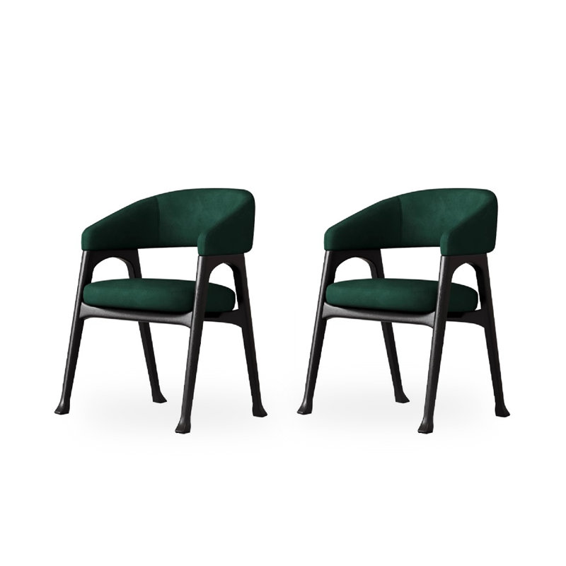 Chaise de salle à manger avec accoudoirs en bois de frêne massif italien, Vert