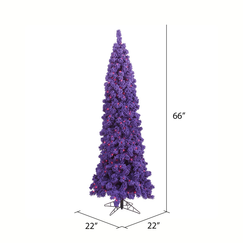Artificial Christmas Tree with Stand, Purple LED, 5.5' H x 22" W