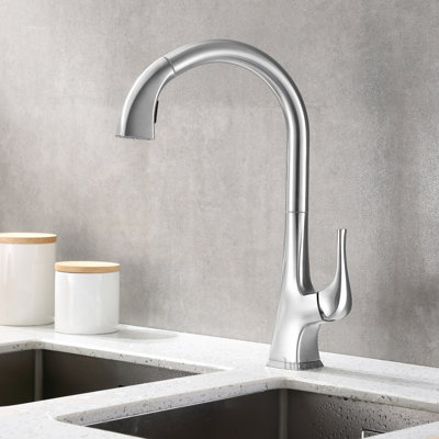 Contemporary Pull Down Single Handle Kitchen Faucet