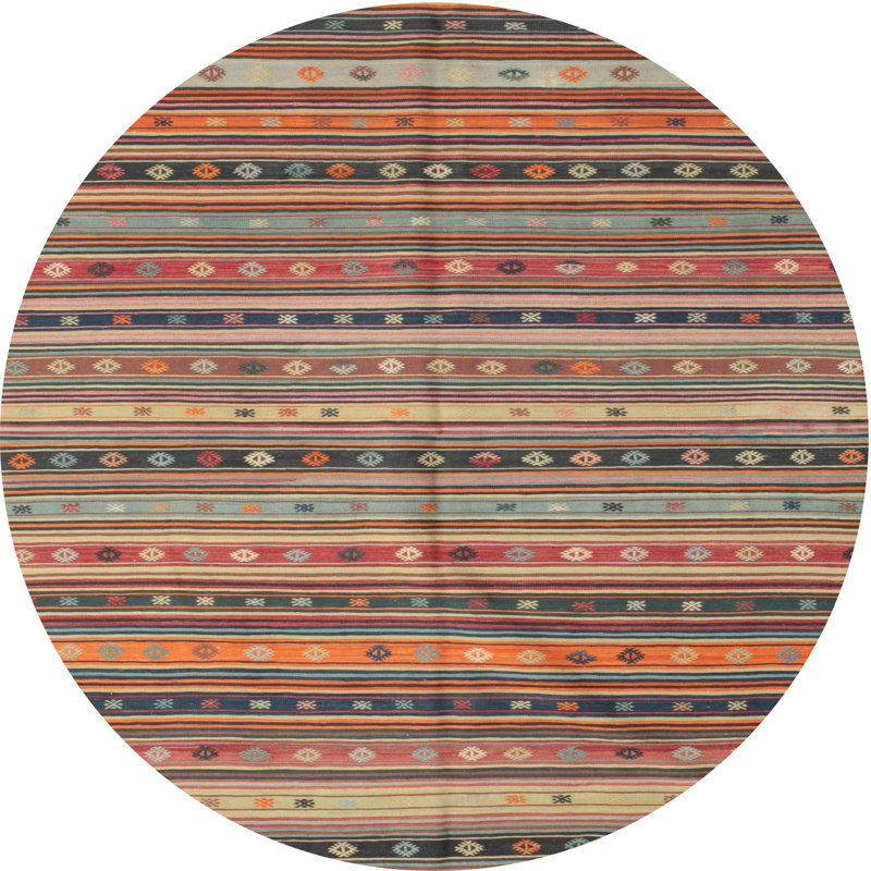 Striped Indoor Rug, Round 7'