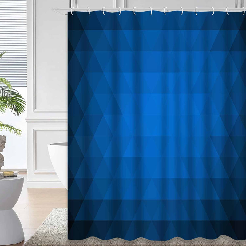 Rideau de douche abstrait abstrait triangulaire bleu foncé à 12 crochets, L 72 po x l 72 po