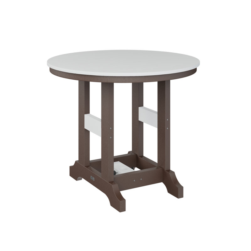 Garden Classic Outdoor Round Dining Table, White, Chocolate Brown