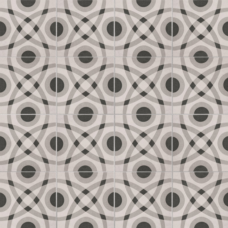 Twenties Mini Circle 4" x 4" Ceramic Patterned Wall & Floor Tile