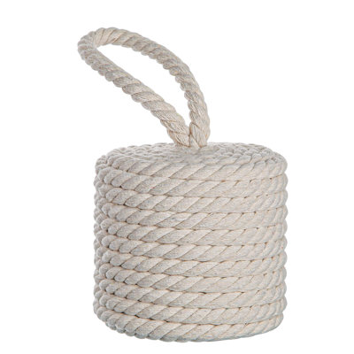 3.5Lb Rustic Jute Rope Door Stopper (Cylindrical) - Heavy-Duty Weighted Doorstop With Handle, Natural Fiber Nautical Decor For Interior, Exterior & Barn Doors
