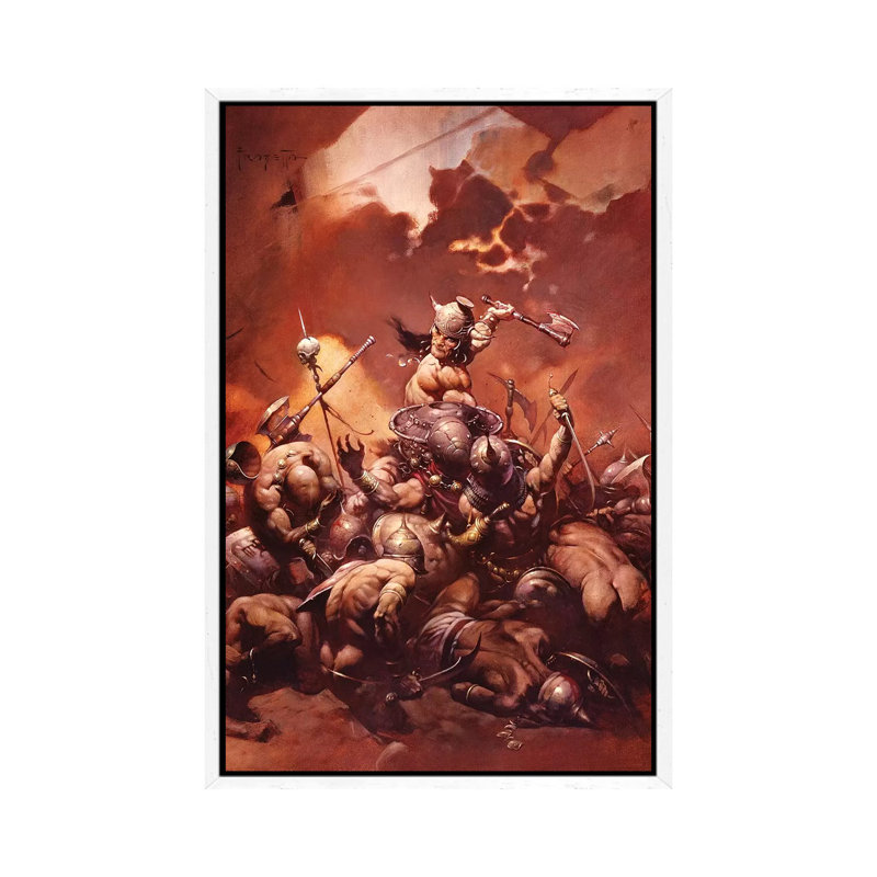 Destroyer by Frank Frazetta - Print on Canvas, 66.04 cm H x 45.72 cm W, White Framed Canvas