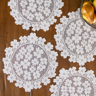 Wanamaker Polyester Floral Round Doily