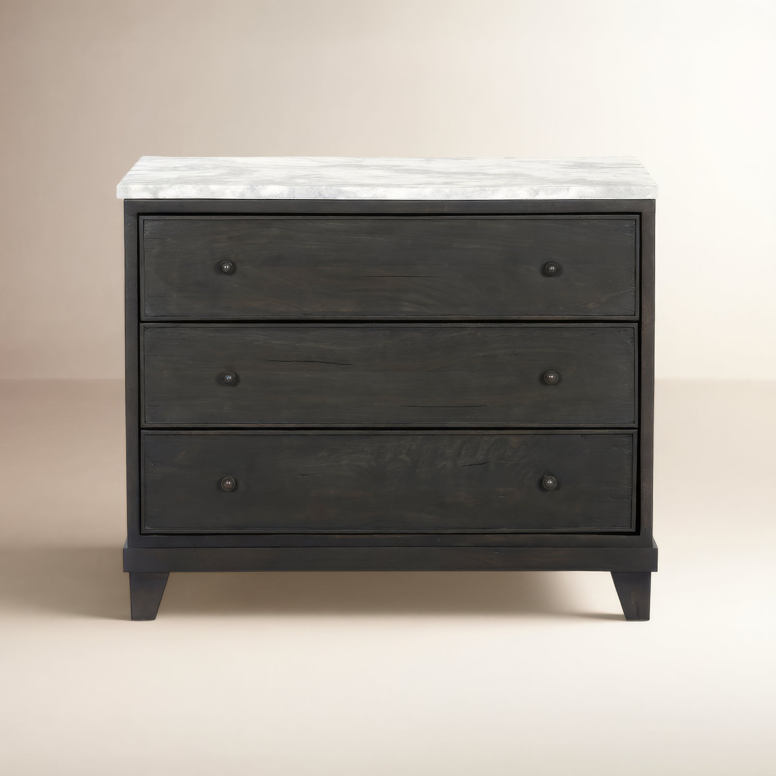 Elson Genuine Marble Nightstand, Dark Reclaimed/White Statuario Marble