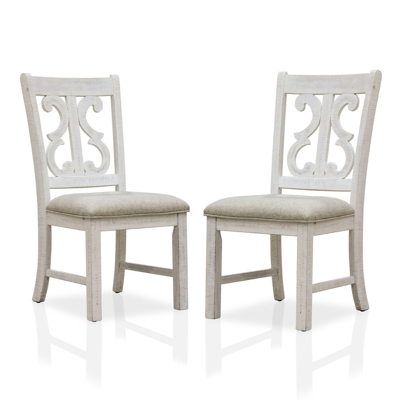 Bella 18.5'' H Upholstered Side Chair, Distressed White