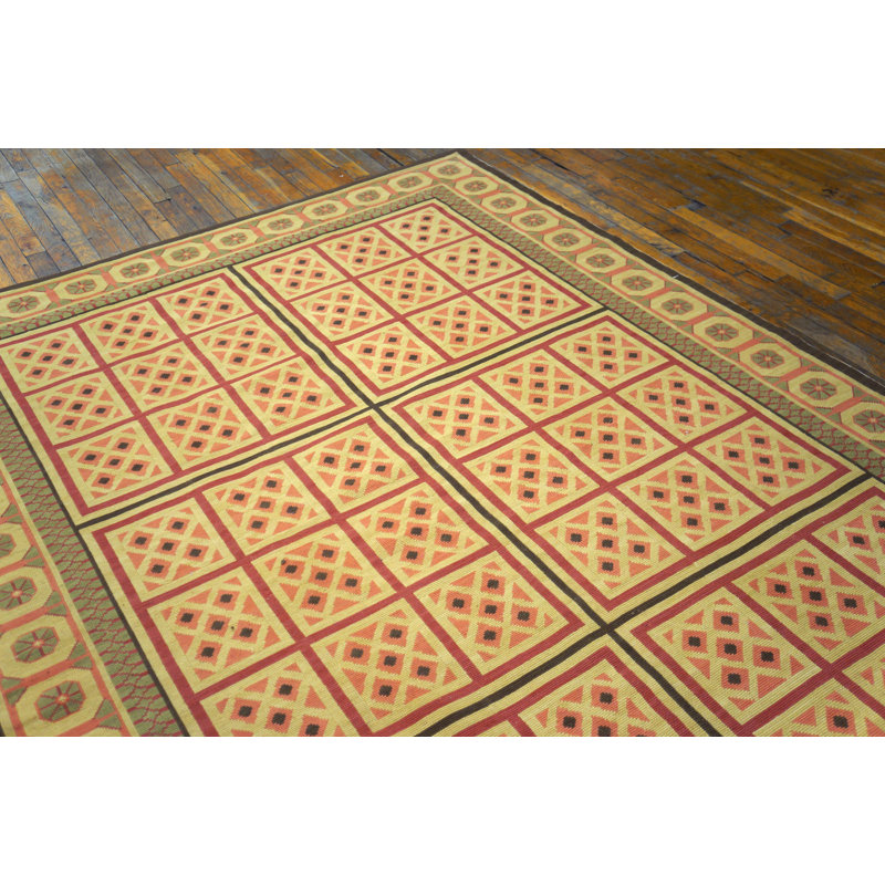 Flatweave Wool Geometric Area Rug, Rectangle 6' x 9'
