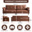 Canapé en cuir surdimensionné de 90,6 po de largeur brun, canapé-lit modulaire luxueux à 4 places avec sièges profonds et accoudoirs larges, causeuse rembourrée de style moderne Mid-Century pour salon