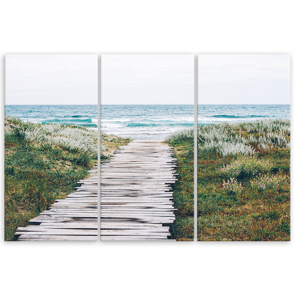 Leinwandbild Beach Sea Dunes Grass