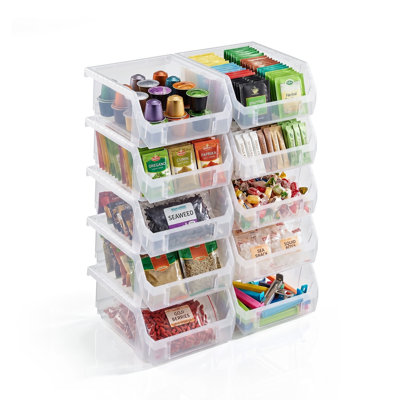 Sorbuss 10 Pack Small Open Front Stackable Kitchen Storage Bin – Pantry & Cabinet Organizer