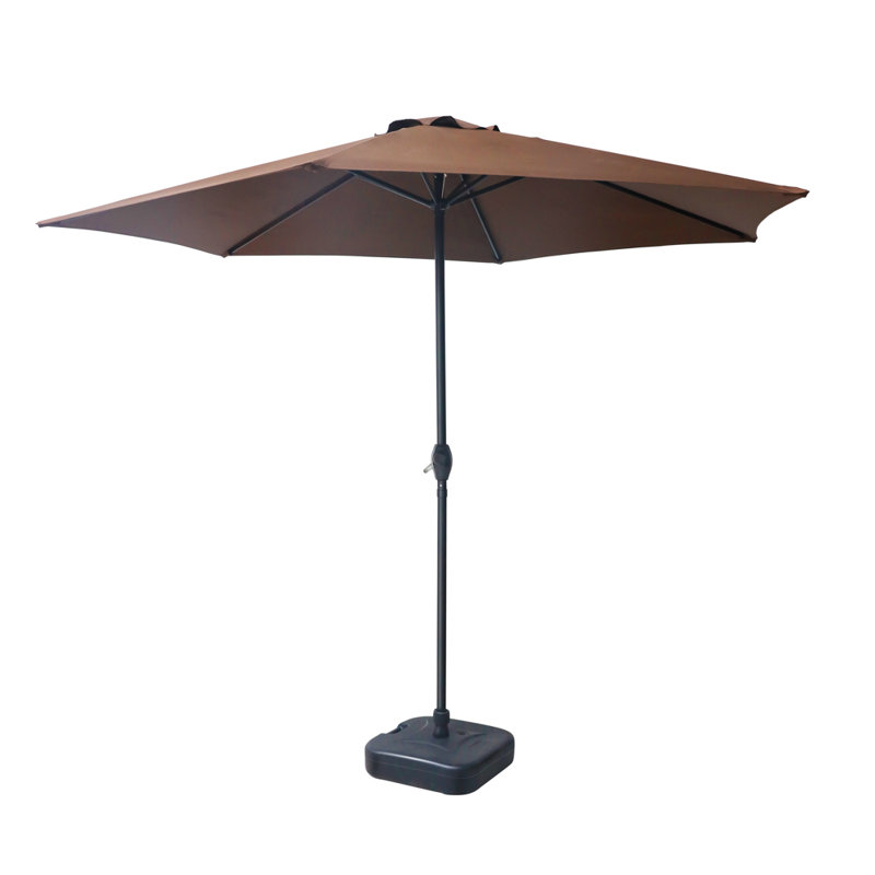 Parasol de marché extérieur 9 pi avec base Eilerman, Brun