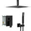 Double fonction, carré de 10 pouces, fixation au plafond, douche, noir mat, - valve d'échaudage, installation facile, fixation tous composants, douche à pluie à tête équilibrée, réglable à 360
