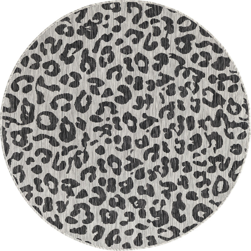 Tapis d'extérieur joyeux couleur pierre, Rond 5 pi 3 po
