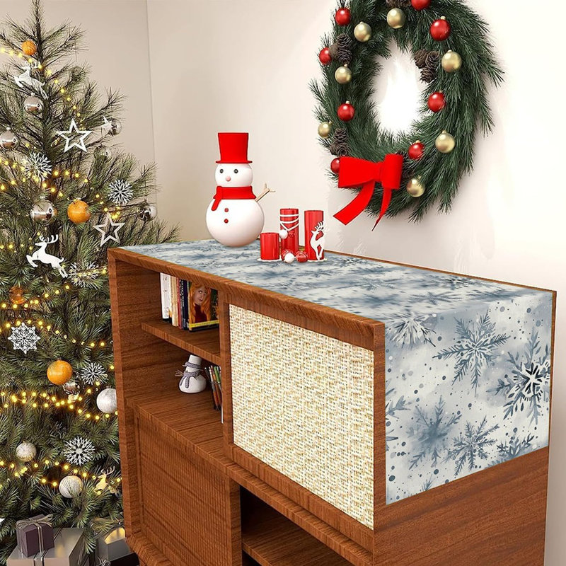 Chemin de table hiver flocons de neige de Noël long chemin de table 13 x 72 pouces