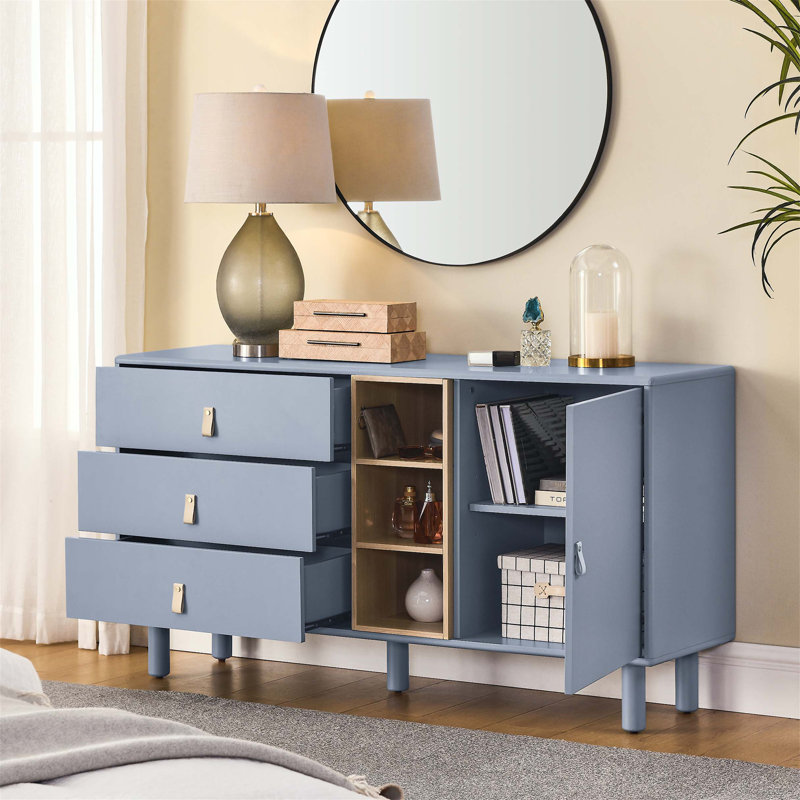 Commode combinée 3 tiroirs Heffernan, Bleu