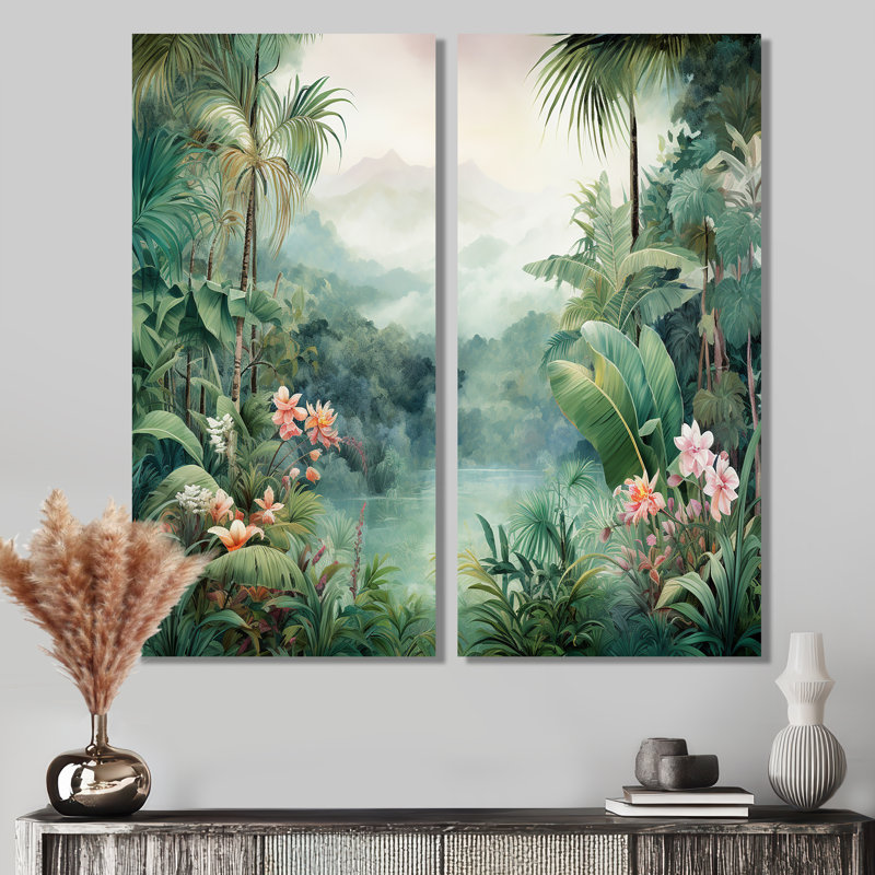 Art tropical, jungle tropicale, H 20 po x l 24 po, Toile tendue, Ne s’applique pas