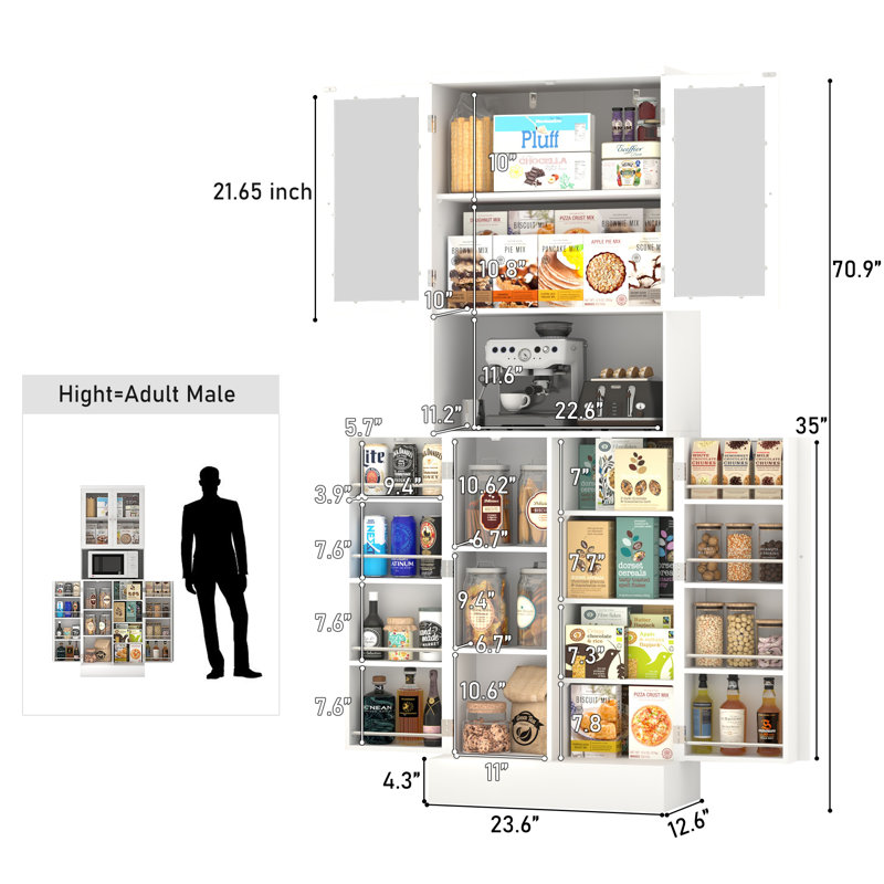 Omolayo 70.8'' Kitchen Pantry, White