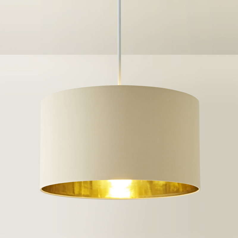 Reni 25 cm H Drum Cotton Pendant Shade ( Uno ), Beige