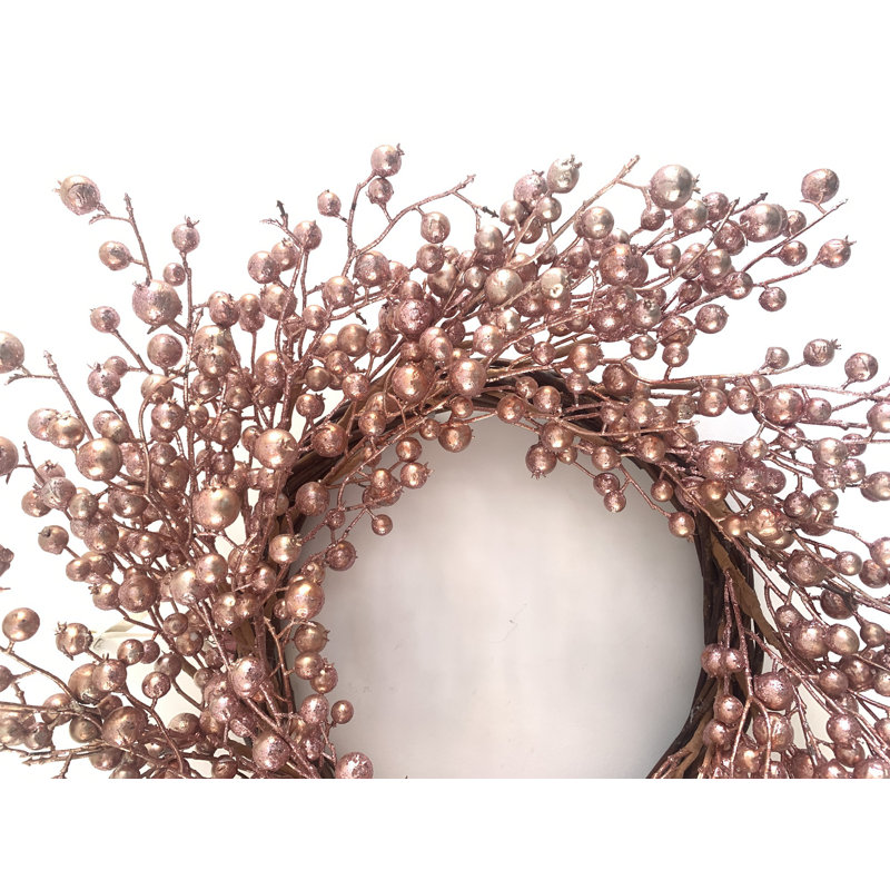 Handcrafted Faux Berry 24'' Wreath, Pink
