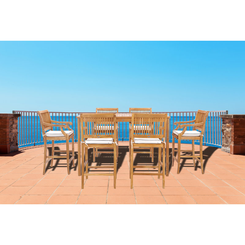 Outdoor 7 - Piece Teak Bistro Set