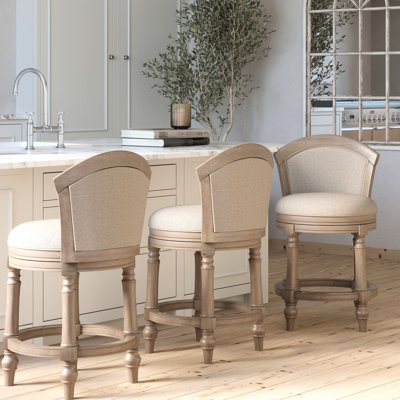 Tabouret de bar pivotant à hauteur de comptoir de 26 po, style arrière, rembourré en gris, siège beige, rotation de 180 degrés, sièges confortables, siège facile à assembler de 26 po avec pivot, design, hauteur de comptoir, dossier,