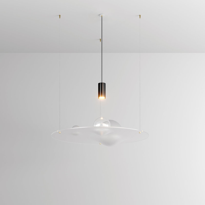 Gravity Well Chandelier, Satin Clear