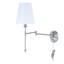 Lampe murale avec bras pivotant à 1 lumière en nickel brossé avec abat-jour en tissu et cordon de 72 po